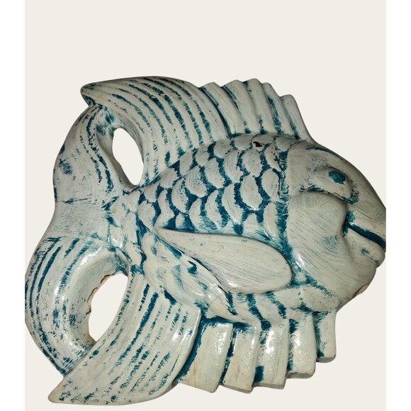 Mcm Pair Chalkware 1960s Fish Wall Hanging Decor•24 - Picture 2 of 10